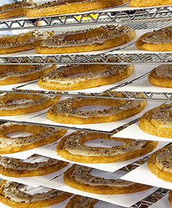 rack of freshly baked kringle